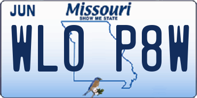 MO license plate WL0P8W