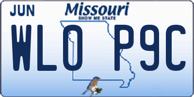 MO license plate WL0P9C