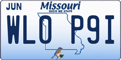 MO license plate WL0P9I