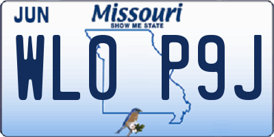 MO license plate WL0P9J
