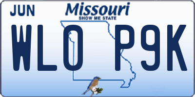MO license plate WL0P9K