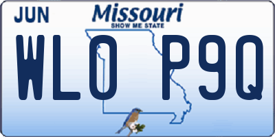 MO license plate WL0P9Q