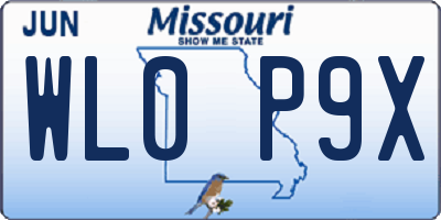 MO license plate WL0P9X