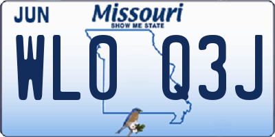 MO license plate WL0Q3J