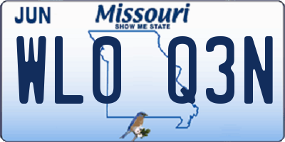 MO license plate WL0Q3N