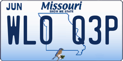 MO license plate WL0Q3P