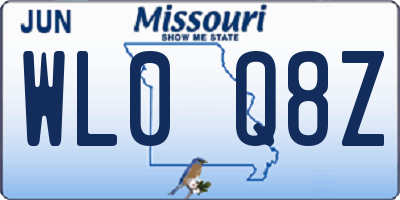 MO license plate WL0Q8Z