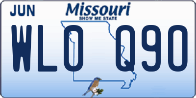 MO license plate WL0Q9O