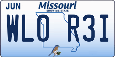MO license plate WL0R3I