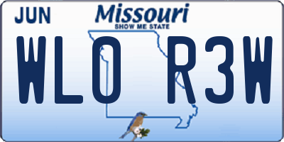 MO license plate WL0R3W