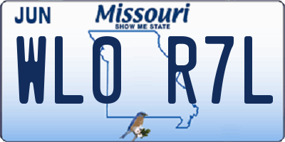 MO license plate WL0R7L