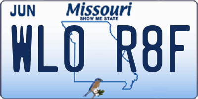 MO license plate WL0R8F