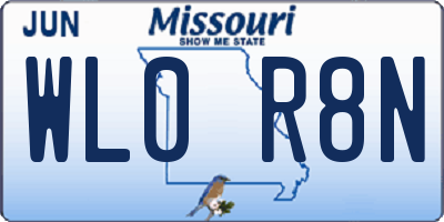 MO license plate WL0R8N