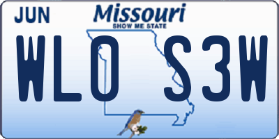 MO license plate WL0S3W