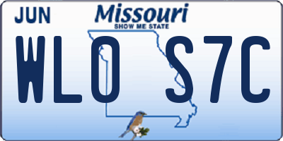 MO license plate WL0S7C