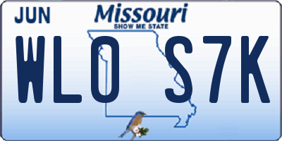 MO license plate WL0S7K