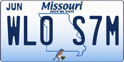 MO license plate WL0S7M