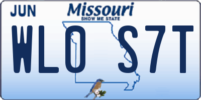 MO license plate WL0S7T