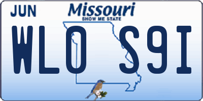 MO license plate WL0S9I