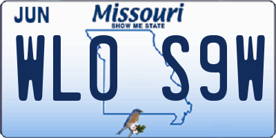 MO license plate WL0S9W