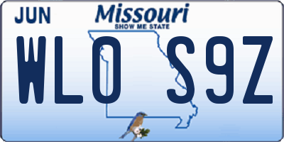 MO license plate WL0S9Z