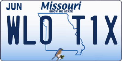 MO license plate WL0T1X
