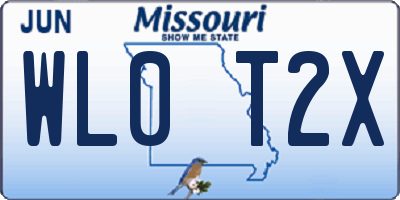 MO license plate WL0T2X
