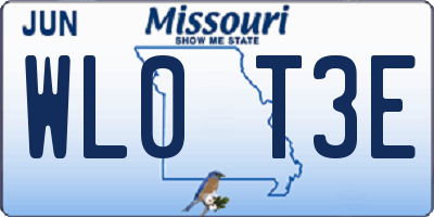 MO license plate WL0T3E