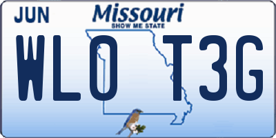 MO license plate WL0T3G