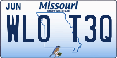 MO license plate WL0T3Q