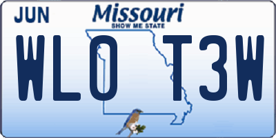 MO license plate WL0T3W