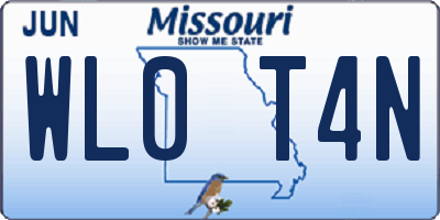 MO license plate WL0T4N