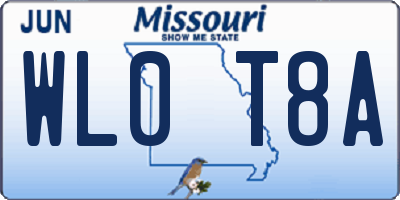 MO license plate WL0T8A