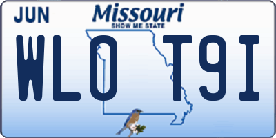 MO license plate WL0T9I