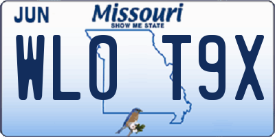 MO license plate WL0T9X