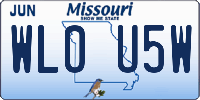 MO license plate WL0U5W