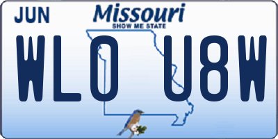 MO license plate WL0U8W
