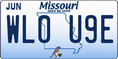 MO license plate WL0U9E