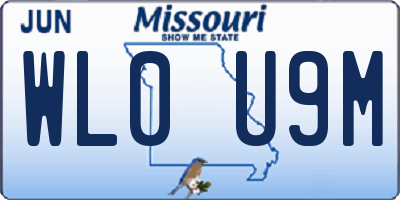 MO license plate WL0U9M