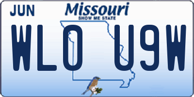 MO license plate WL0U9W