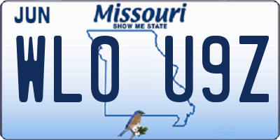 MO license plate WL0U9Z