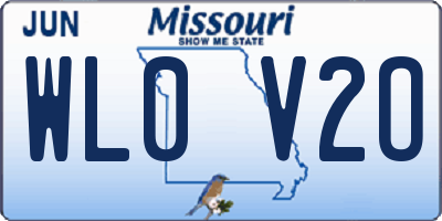MO license plate WL0V2O