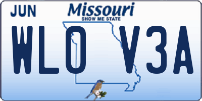 MO license plate WL0V3A
