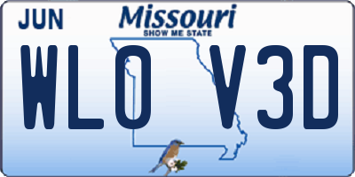 MO license plate WL0V3D