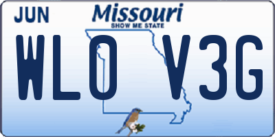 MO license plate WL0V3G