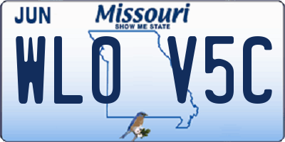 MO license plate WL0V5C
