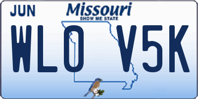 MO license plate WL0V5K