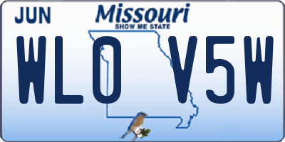 MO license plate WL0V5W