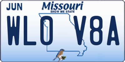 MO license plate WL0V8A