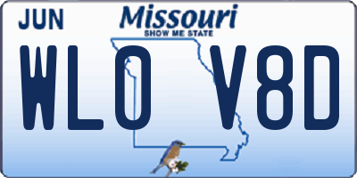 MO license plate WL0V8D